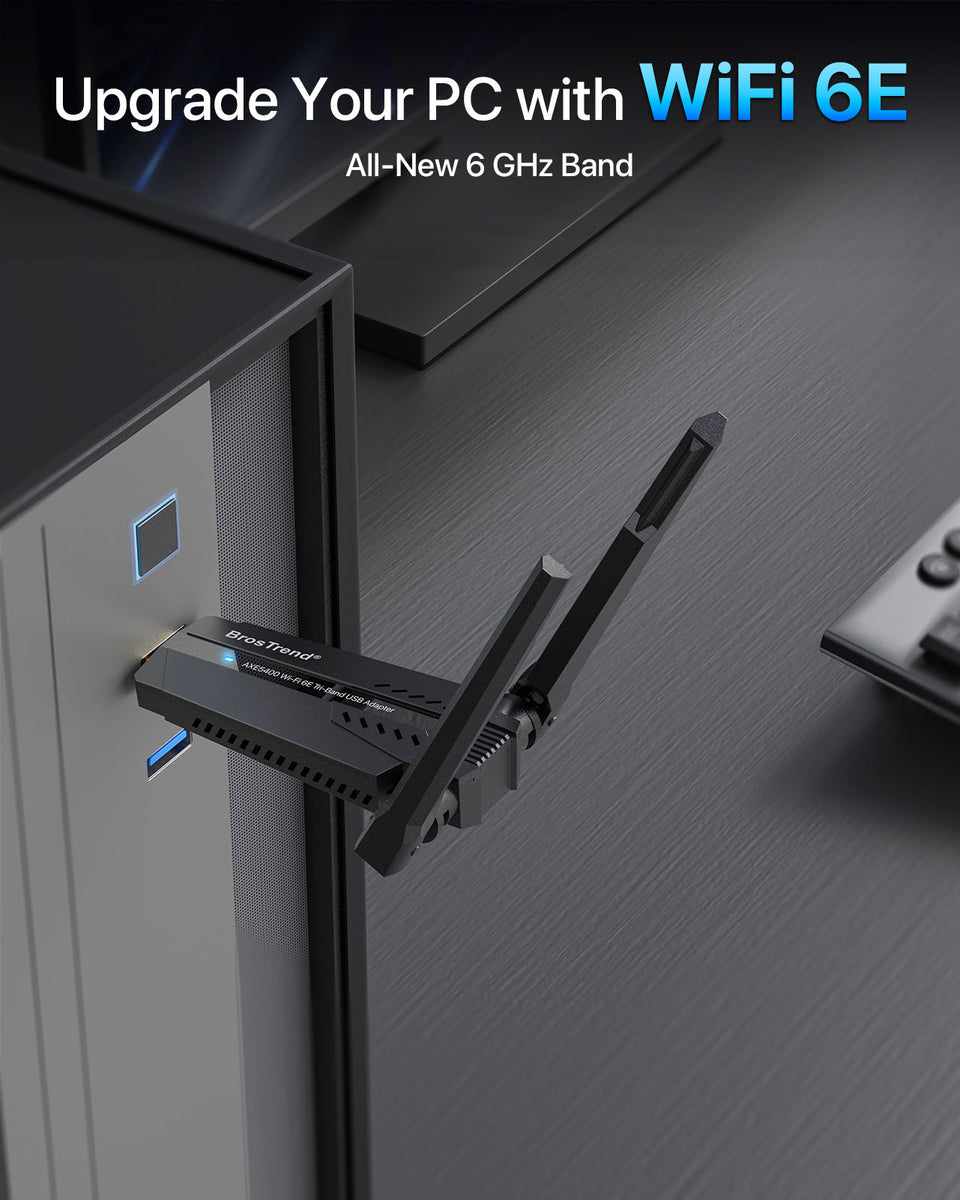 BrosTrend AXE5400 WiFi 6E USB Adapter | Tri-Band | Windows 11/10