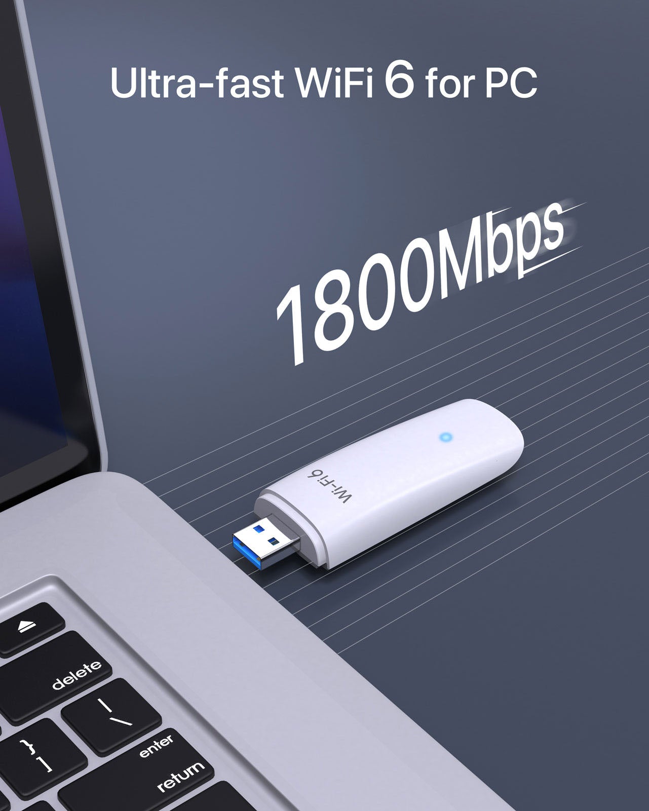 BrosTrend 1800Mbps USB WiFi 6 Adapter Supports Dual Band 5GHz 1201Mbps 2.4GHz 574Mbps 802.11ax