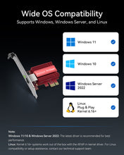 Charger l'image dans la galerie, 10 Gbps PCIe Network Card Compatible with Windows 11 Windows 10 Windows Server 2022 and Linux Systems Linux Kernel 6.16 and Newer Support Plug-and-Play with r8169 In Kernel Driver
