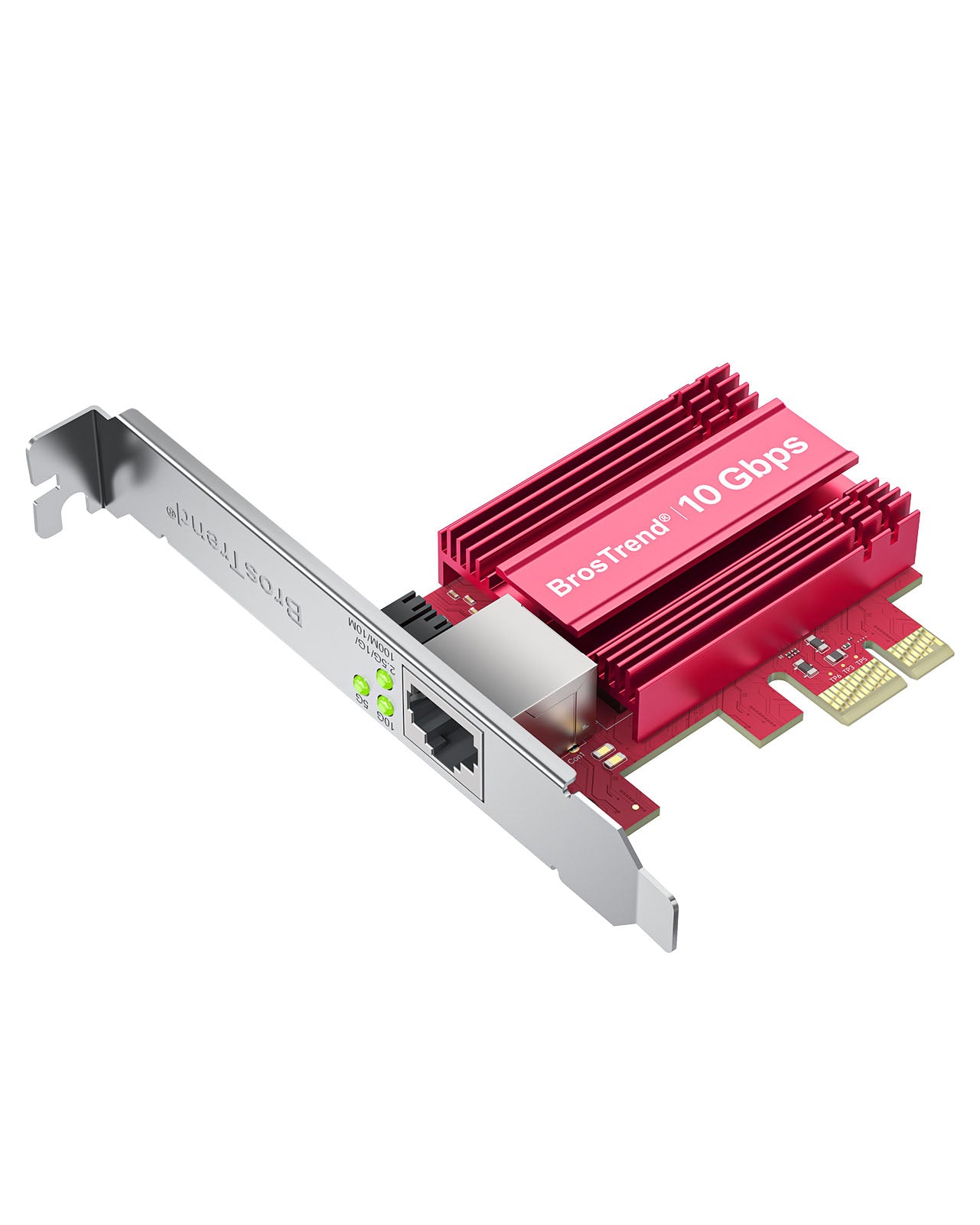 10 Gbps PCIe Network Card with 10GbE RJ45 Ethernet Port PCIe 4.0 x1 Interface Aluminum Heatsink Standard and Low Profile Bracket for Desktop PC Wired Network Upgrade