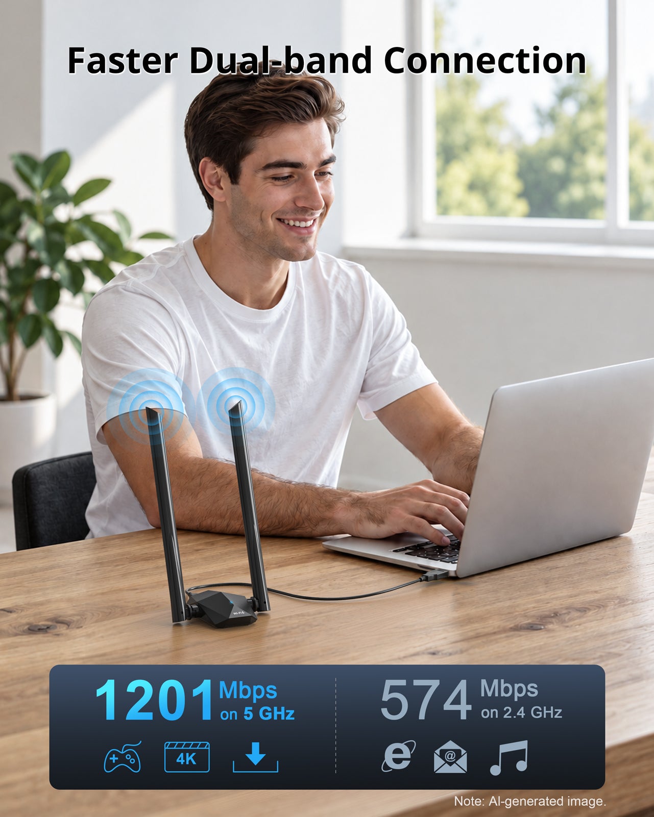 BrosTrend AX1800 Linux WiFi Adapter Long Range WiFi 6 Dual Band 5GHz & 2.4G | High Gain USB WiFi Antenna Compatible with Ubuntu, Raspberry Pi OS, Mint, Debian, Kubuntu, Mate Zorin Windows 11/10 etc. WPA3 (Model: AX4L)
