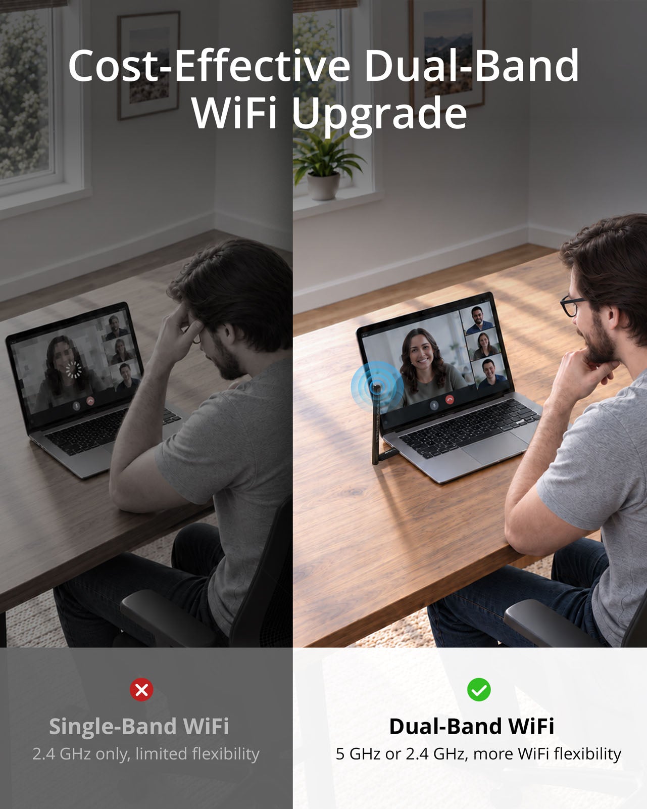 AC650 USB WiFi Adapter for Linux Laptops and Desktop Computers Provides a Cost-Effective Dual-Band WiFi Upgrade with 5 GHz and 2.4 GHz Wireless Connectivity for More Flexibility in Video Calls Streaming Web Browsing and Everyday Online Activities