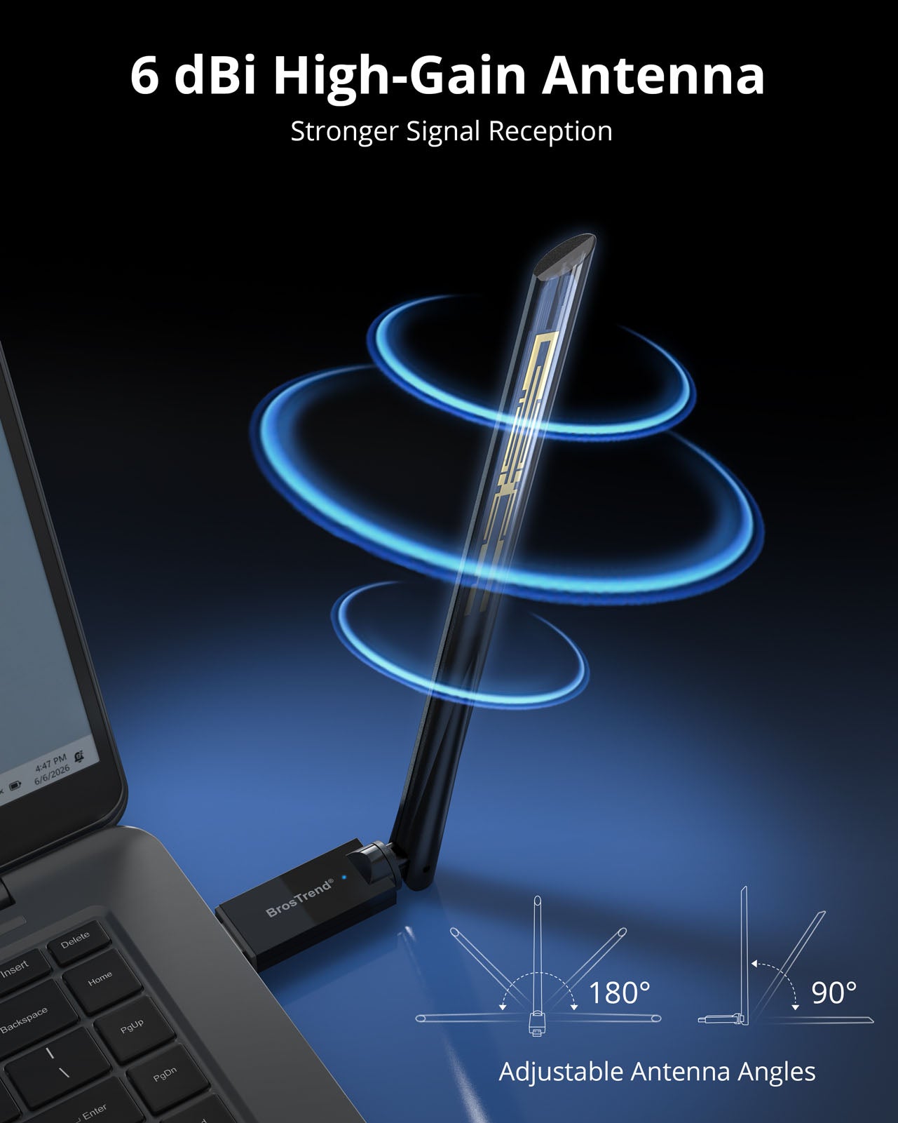 AX900 USB WiFi 6 and Bluetooth Adapter With 6dBi High Gain Antenna Delivering Stronger WiFi Signal Reception and Extended Wireless Range for Desktop Computer