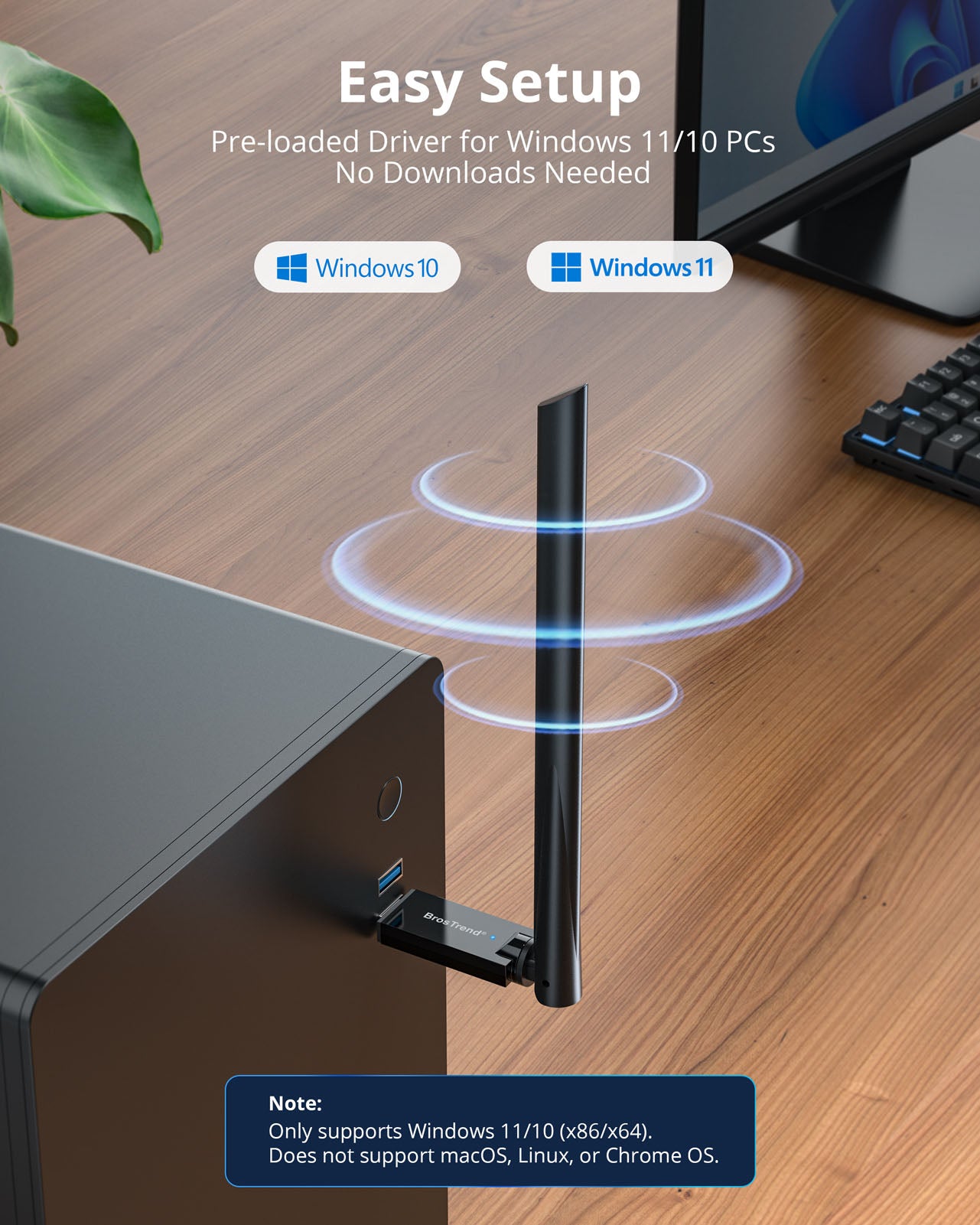 AX900 USB WiFi 6 and Bluetooth Adapter with Easy Setup for Windows 10 and Windows 11 PCs Featuring Preloaded Driver Installation macOS and Linux are not supported