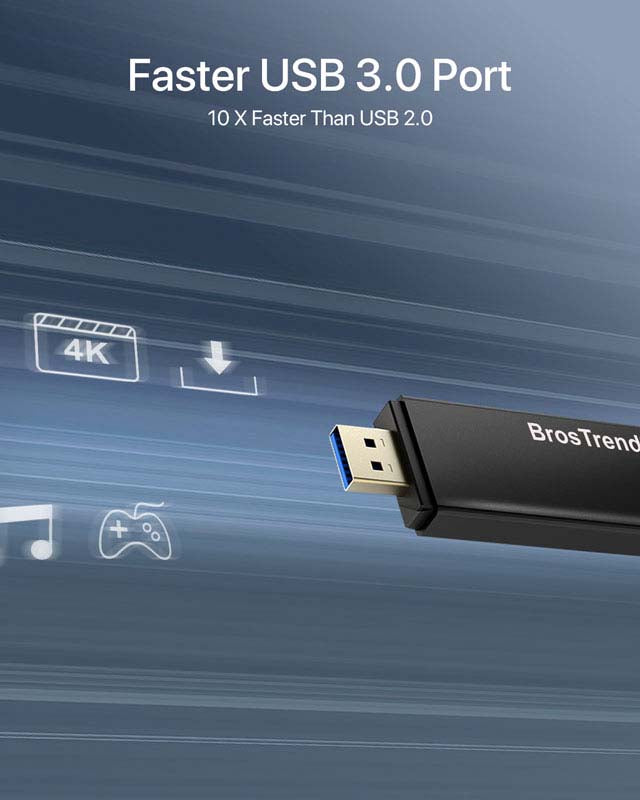 BrosTrend 1200Mbps USB WiFi Network Adapter for Laptop, Desktop PC of Windows 11/10/8/7, USB 3.0, Wireless Adaptador AC1200 Dual Band 5GHz/2.4GHz