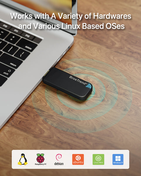 BrosTrend USB WiFi Adapter for Linux | Compact Design | AC1200