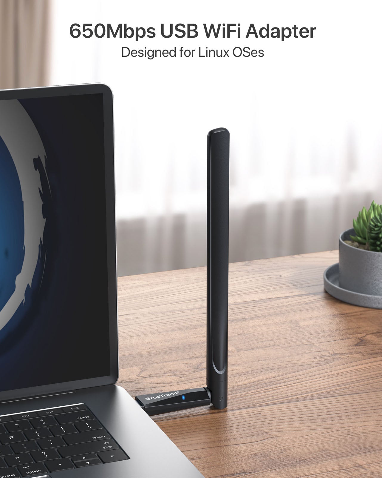 BrosTrend 650Mbps Linux Compatible USB WiFi Adapter Works on a Linux Laptop PC and Delivers Dual Band AC650 WiFi Stable and Fast for Streaming and Download