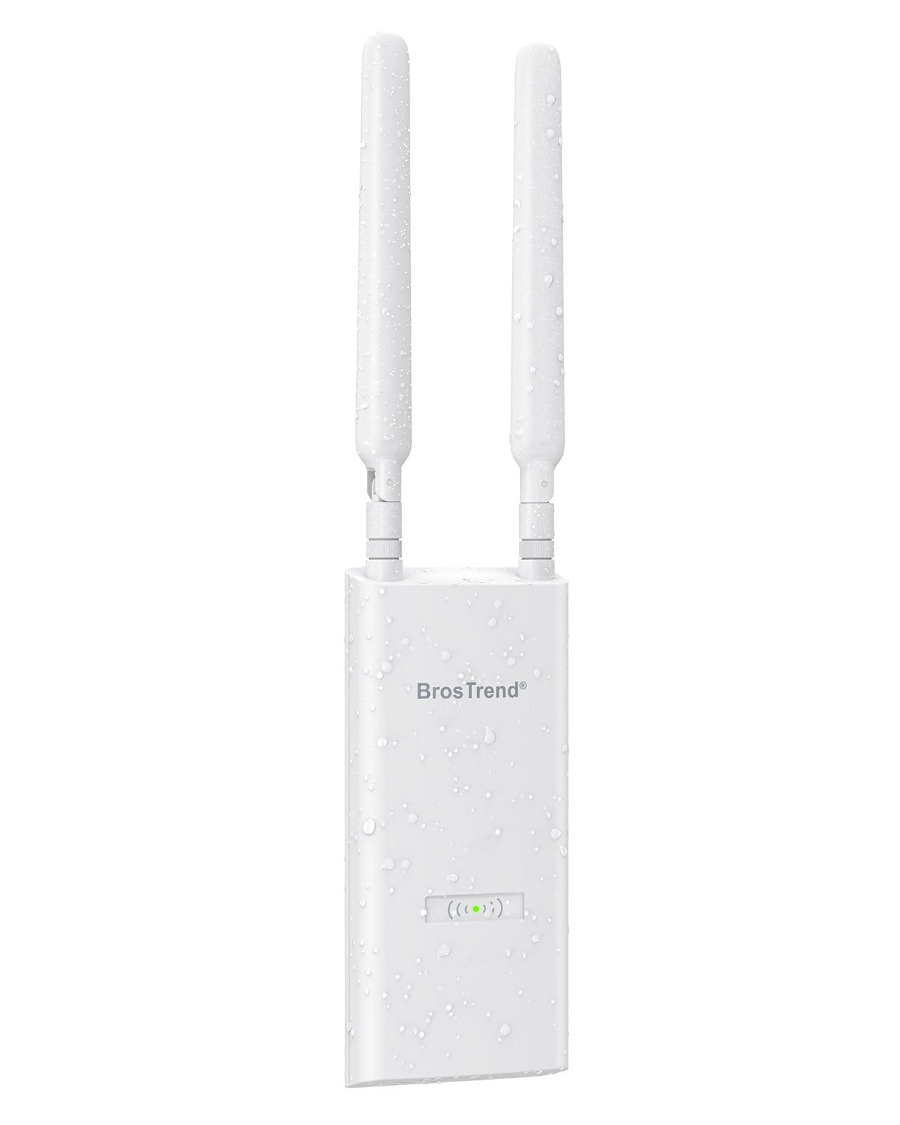 BrosTrend Outdoor WiFi 6 Access Point with Dual High-Gain Antennas Power Signal Amplifiers Designed for Reliable Outdoor Wireless Coverage Featuring IP65 Weather-Resistant Housing Power over Ethernet for Yards Patios Garages Farms and Other Outdoor Areas WPA3 Security OFDMA Beamforming