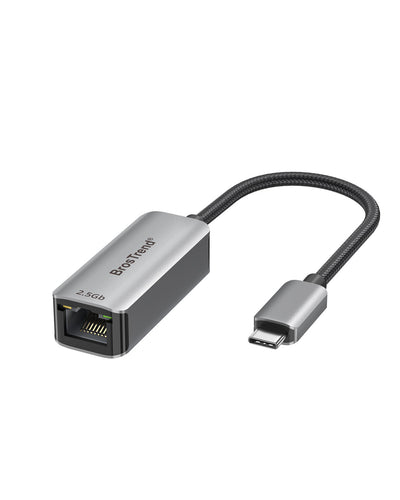 BrosTrend USB-C to 2.5 Gbps Ethernet Adapter Comes with the High-speed USB 3.2 Type-C Connector and RJ45 2.5G LAN Port Perfect for Upgrading Your MacBook Laptop PC iPad iPhone to Faster Wired Speed Ideal for Smooth Streaming Gaming and Large File Transfers
