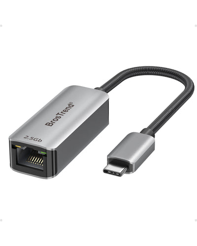 BrosTrend 2.5 Gigabit USB C to Ethernet Adapter, 2.5Gb USB to RJ45 (Thunderbolt Compatible) for Laptop PC MacBook Phone, Type C Network Adapter for iOS ChromeOS Windows11/10 Linux, Lifetime Protection