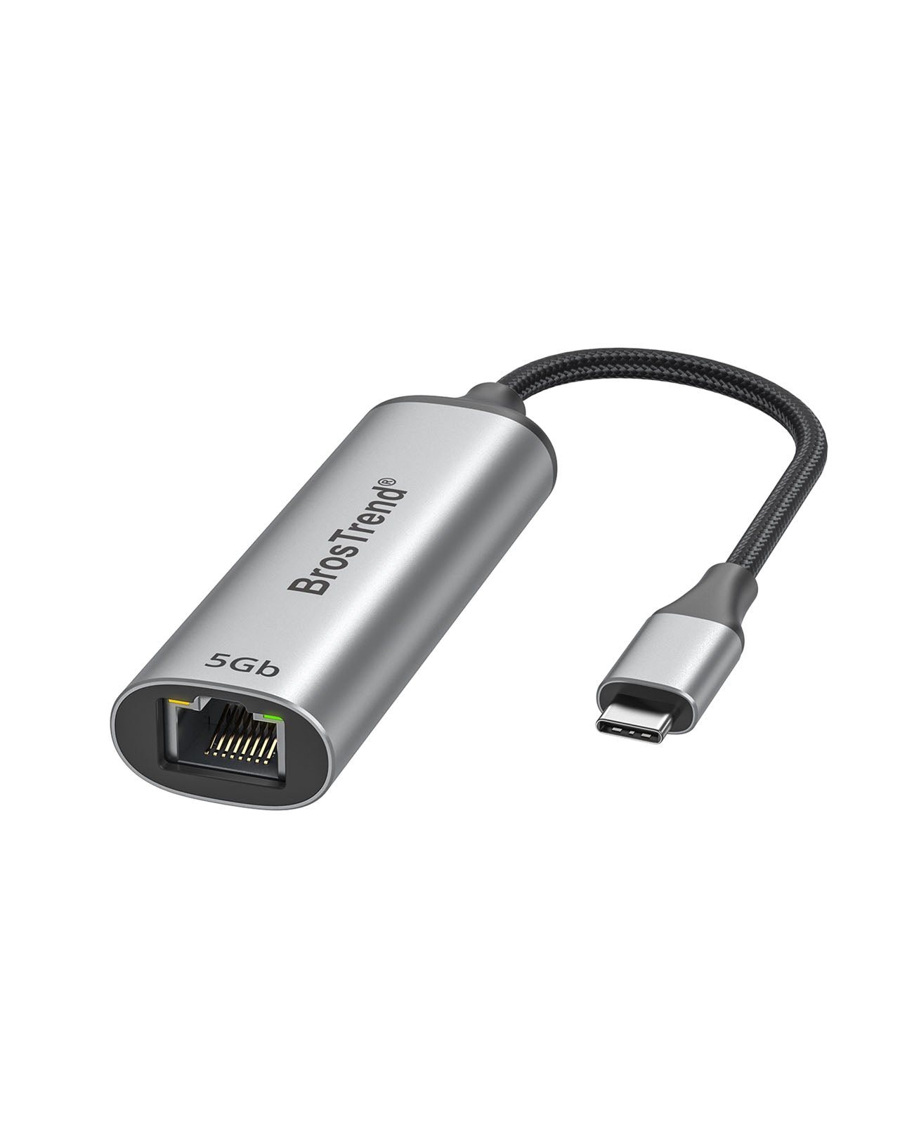 BrosTrend USB-C to 5 Gbps Ethernet Adapter Comes with the High-speed USB 3.2 Type-C Connector and RJ45 5G LAN Port Perfect for Upgrading Your MacBook Laptop PC iPad or iPhone to Faster Internet Connection and Local Data Transfer Ideal for Smooth Streaming Gaming and NAS Servers Access