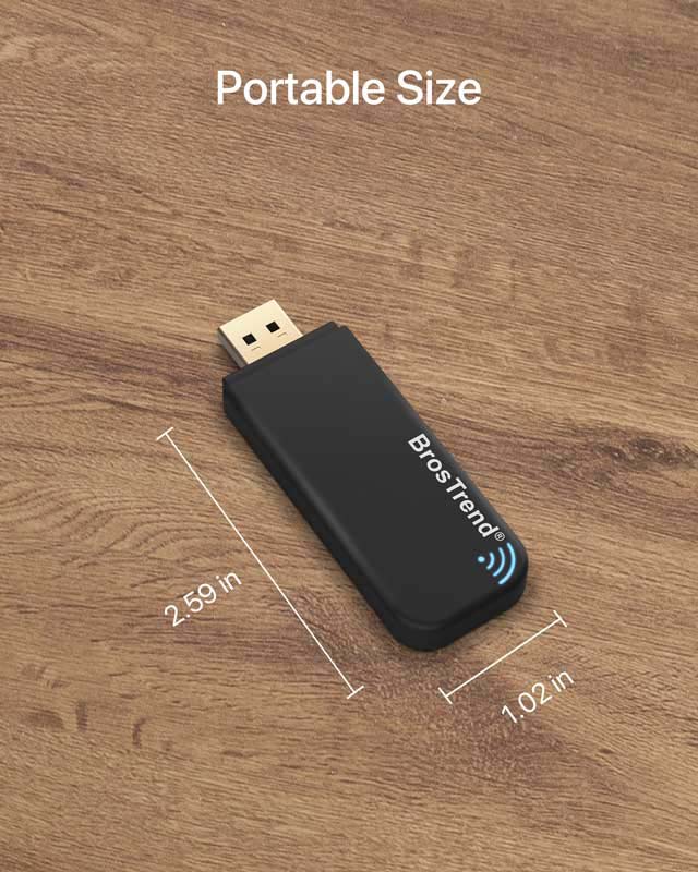 BrosTrend 1200Mbps USB WiFi Network Adapter for Laptop, Desktop PC of Windows 11/10/8/7, USB 3.0, Wireless Adaptador AC1200 Dual Band 5GHz/2.4GHz