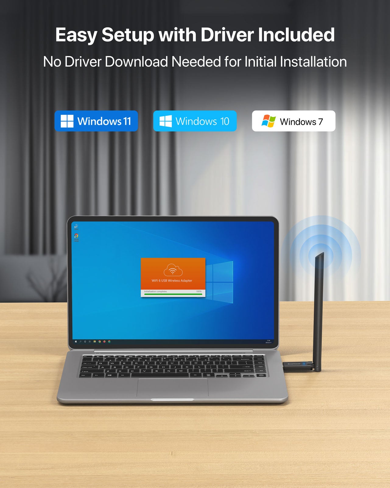 The WiFi 6 USB Adapter Supports Windows 11 10 and 7 with a Preloaded Driver No CD or Download Is Required Compatible with All Desktop and Laptop Computers