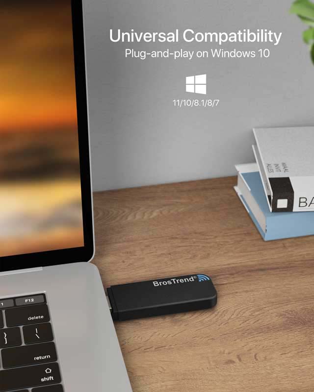 BrosTrend 1200Mbps USB WiFi Network Adapter for Laptop, Desktop PC of Windows 11/10/8/7, USB 3.0, Wireless Adaptador AC1200 Dual Band 5GHz/2.4GHz