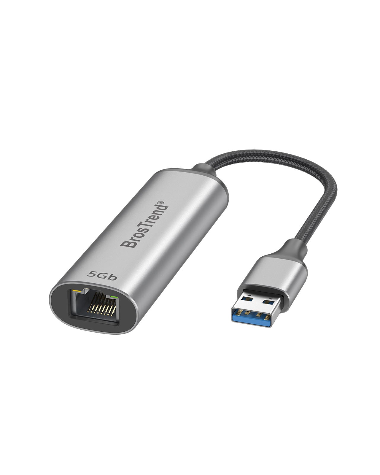 USB-A To 5 Gbps Ethernet Adapter Featuring 5Gbps Ethernet Port USB-A Connector Aluminum Housing And Braided Cable Design High Speed Ethernet Adapter Adds Reliable Wired Networking To Laptops Desktop PCs Mini PCs And Workstations With USB-A Ports Supports Windows 11 Windows 10 Linux macOS And ChromeOS Systems