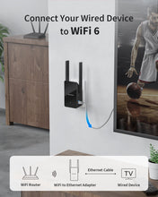 Load image into Gallery viewer, WiFi to Ethernet Adapter Connects to Your WiFi Router Wirelessly and Delivers a Stable Wired Connection to Your LAN Only Device