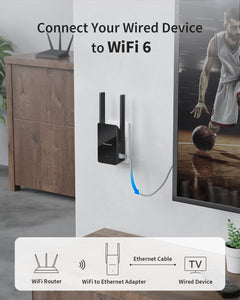 WiFi to Ethernet Adapter Connects to Your WiFi Router Wirelessly and Delivers a Stable Wired Connection to Your LAN Only Device