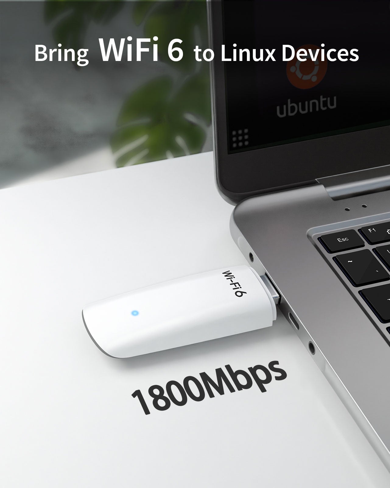 1800Mbps WiFi 6 Linux Compatible USB WiFi Adapter Brings Blazing Fast Dual Band WiFi 6 Connection for Linux Devices 6 Times Faster Than N300 USB WiFi Adapter