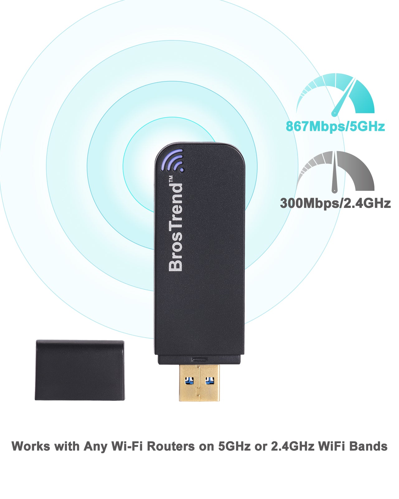 BrosTrend 1200Mbps Linux USB WiFi Network Dongle For UK Market