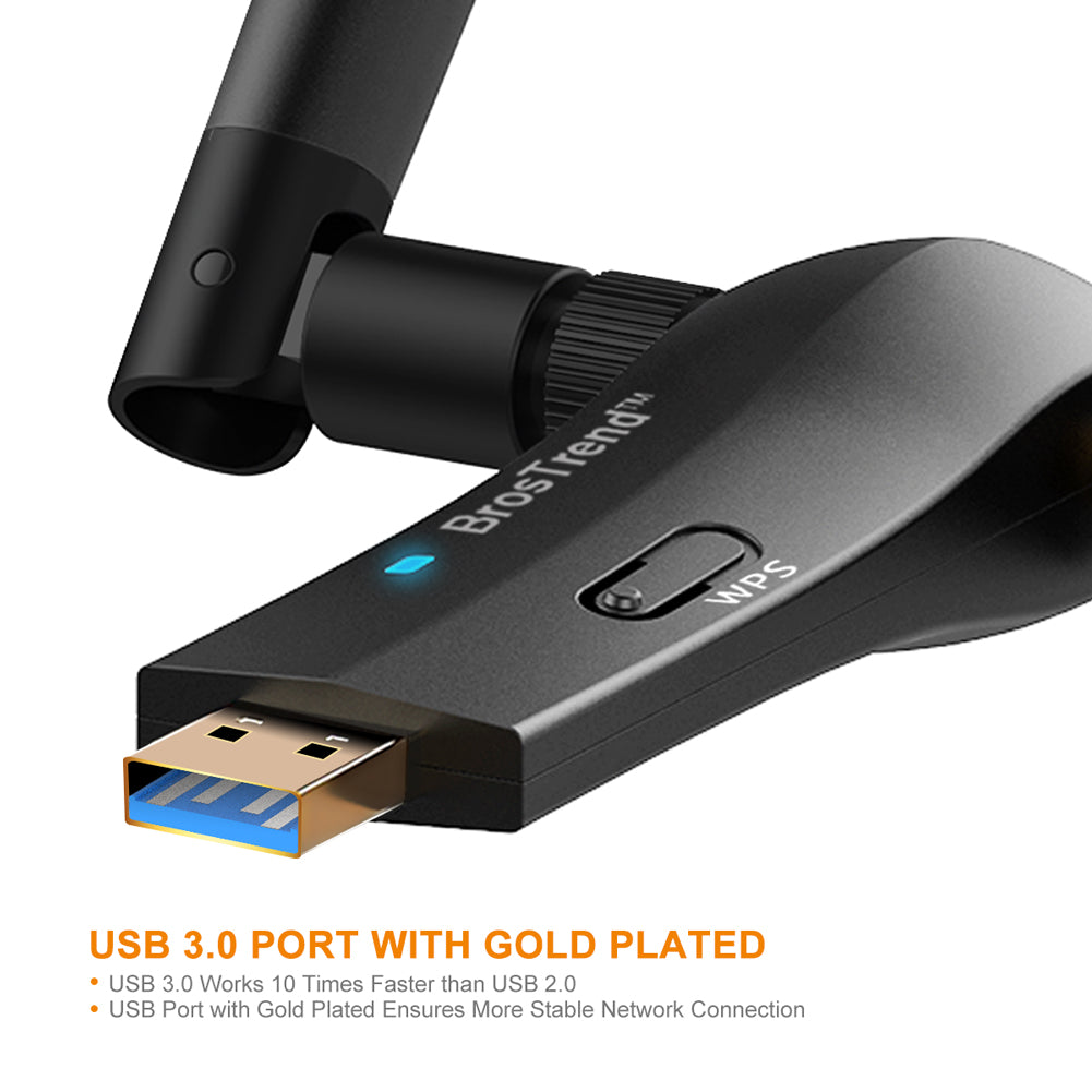 BrosTrend 1200Mbps Long Range USB WiFi Adapter For CA Market