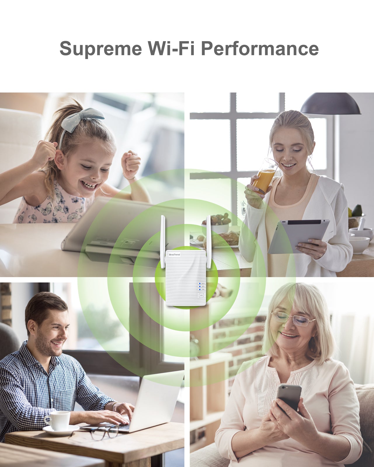 BrosTrend 1200Mbps WiFi Extender V2 for US Market