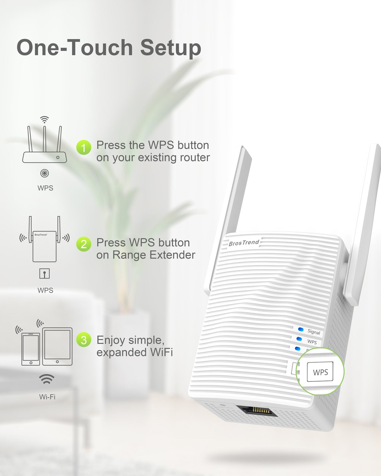 BrosTrend 1200Mbps WiFi Extender V2 for US Market