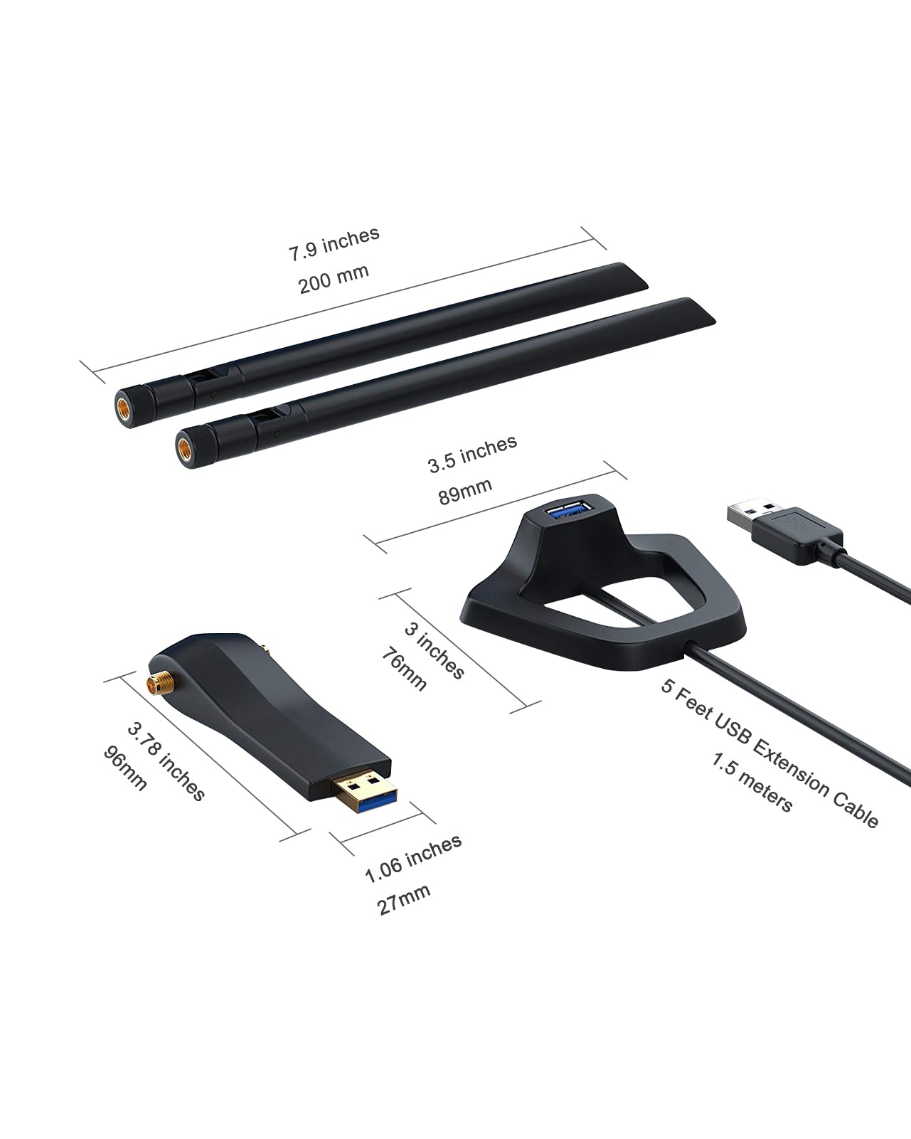 BrosTrend 1200Mbps Linux USB Clé WiFi Adaptateurs Longue portée