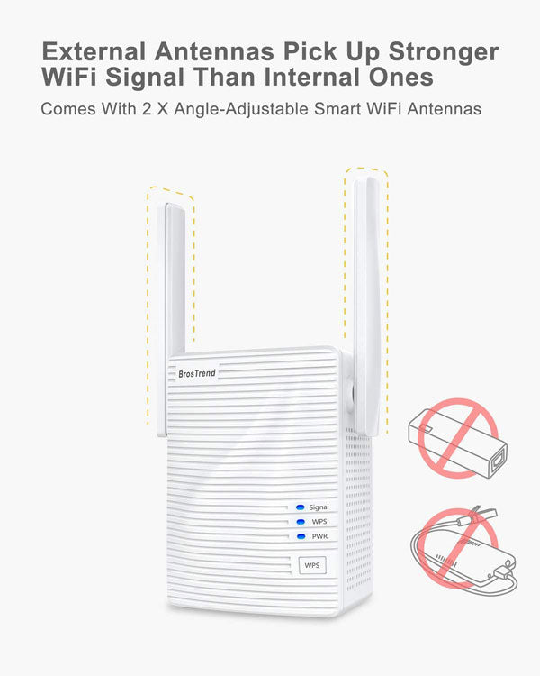 BrosTrend ethernet wifi adapter comes with two Angle Adjustable External Smart WiFi Antennas.