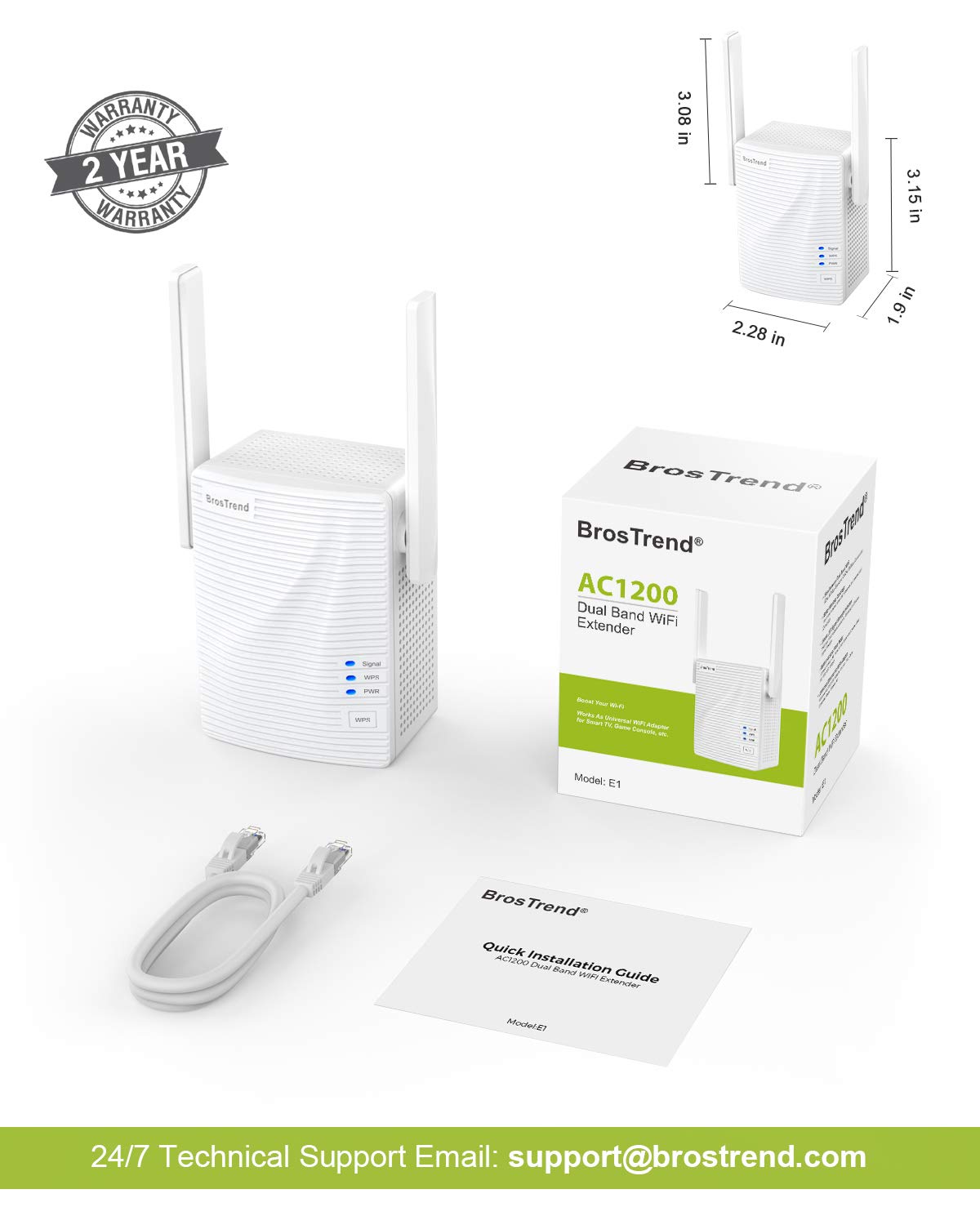 BrosTrend 1200Mbps WiFi Range Extender for CA Market